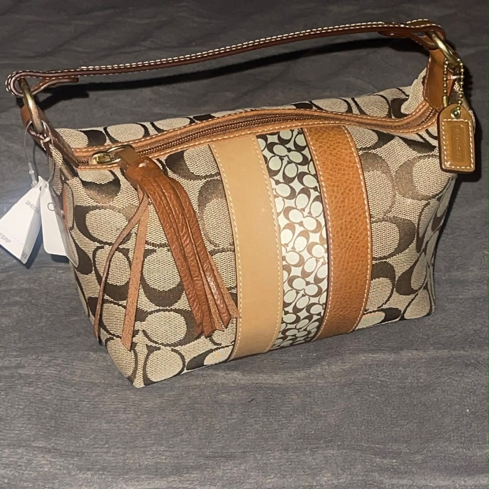 Vintage COACH Authentic Signature C
Mini Brown Hobo Bag w/Tassel & Zip
Closure